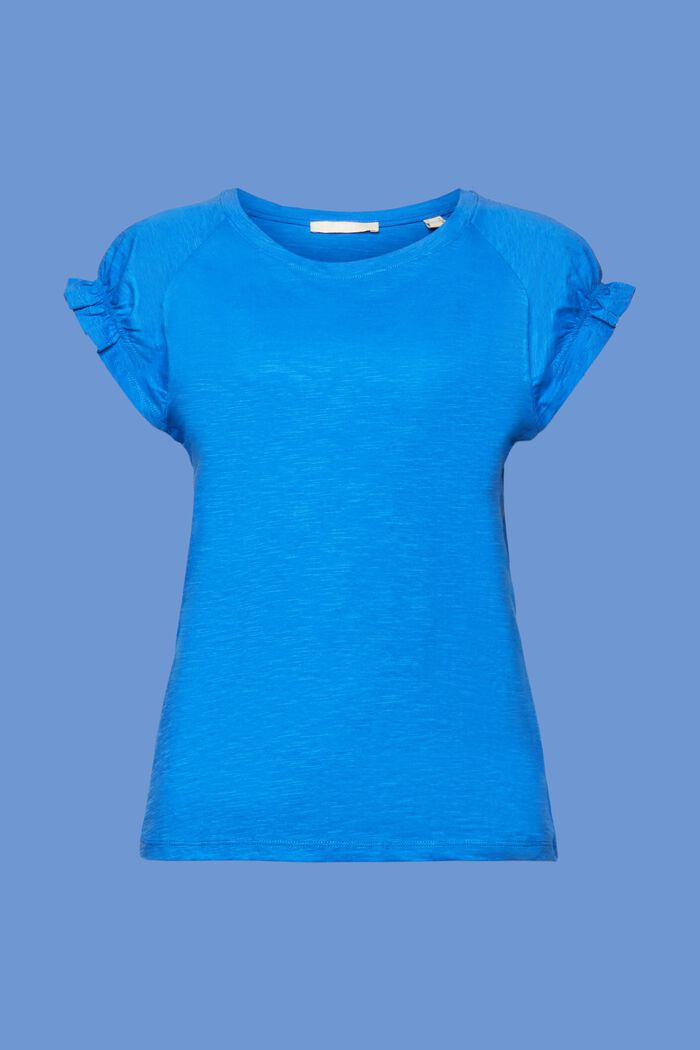 Camiseta con mangas fruncidas, 100% algodón, BRIGHT BLUE, detail image number 5