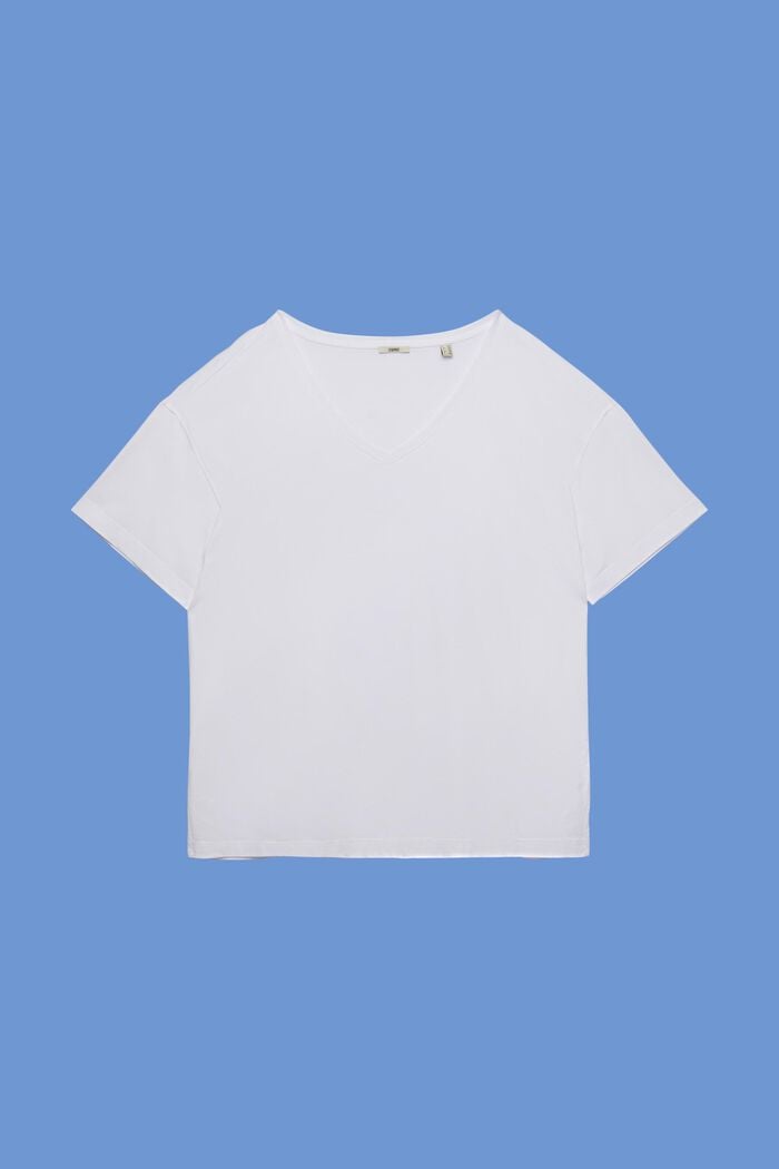 CURVY Camiseta con cuello en pico, TENCEL™, WHITE, detail image number 6