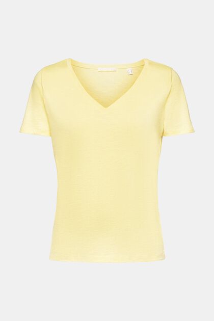 Camiseta con escote en pico, LIGHT YELLOW, overview