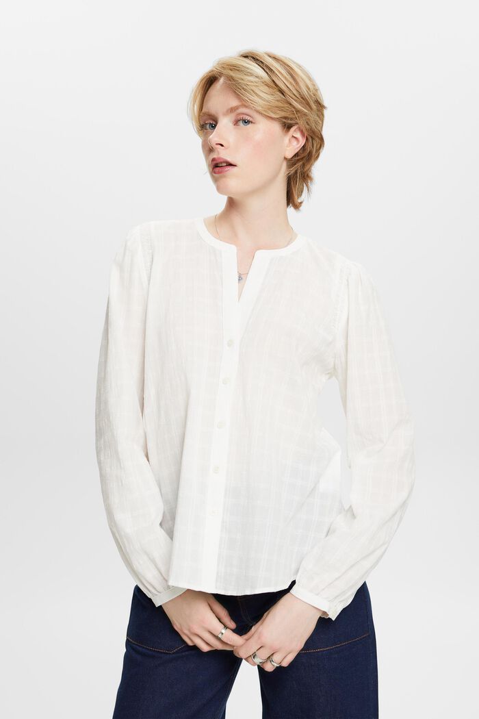Blusa de algodón con textura, OFF WHITE, detail image number 1