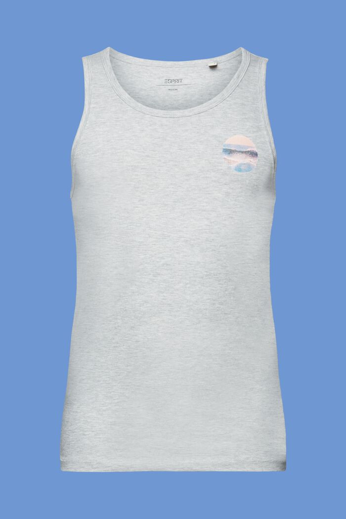 Camiseta de tirantes de punto con estampado en el pecho, LIGHT GREY, detail image number 6