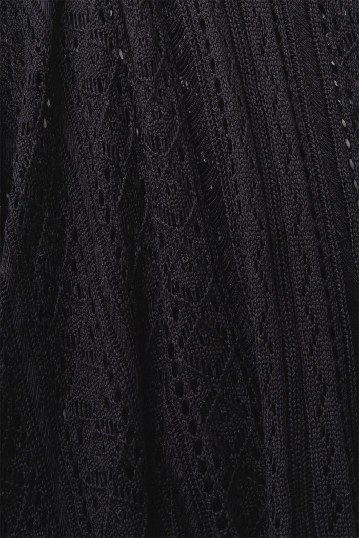 Poncho de croché con lazadas laterales, BLACK, detail image number 3