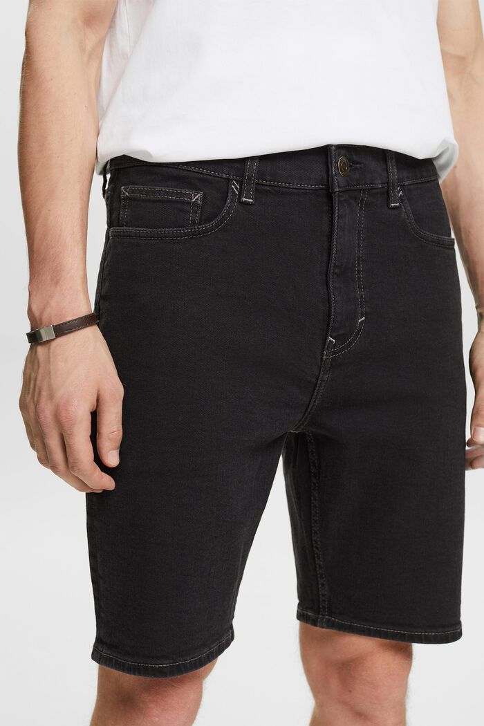 Jeans cortos rectos, BLACK DARK WASHED, detail image number 4