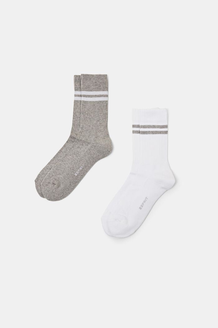 Pack de 2 pares de calcetines de tenis a rayas, GREY/WHITE, detail image number 0