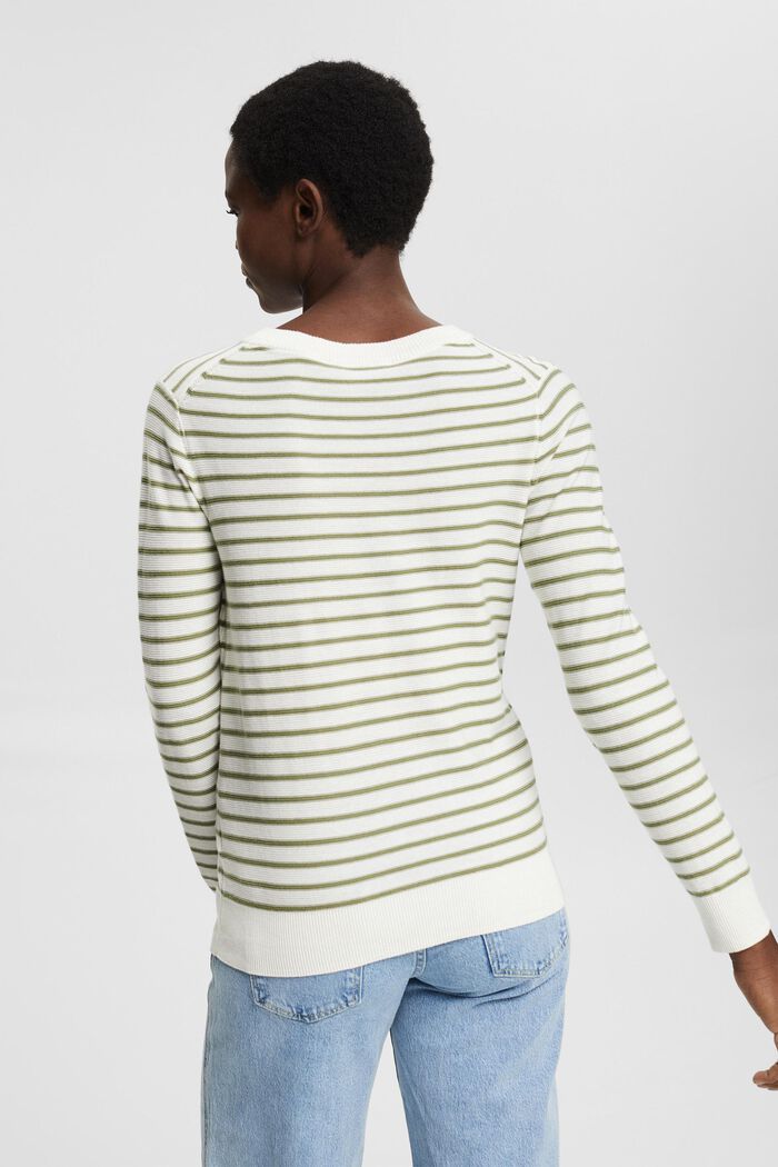 Jersey con diseño de rayas, 100% algodón, OFF WHITE, detail image number 3
