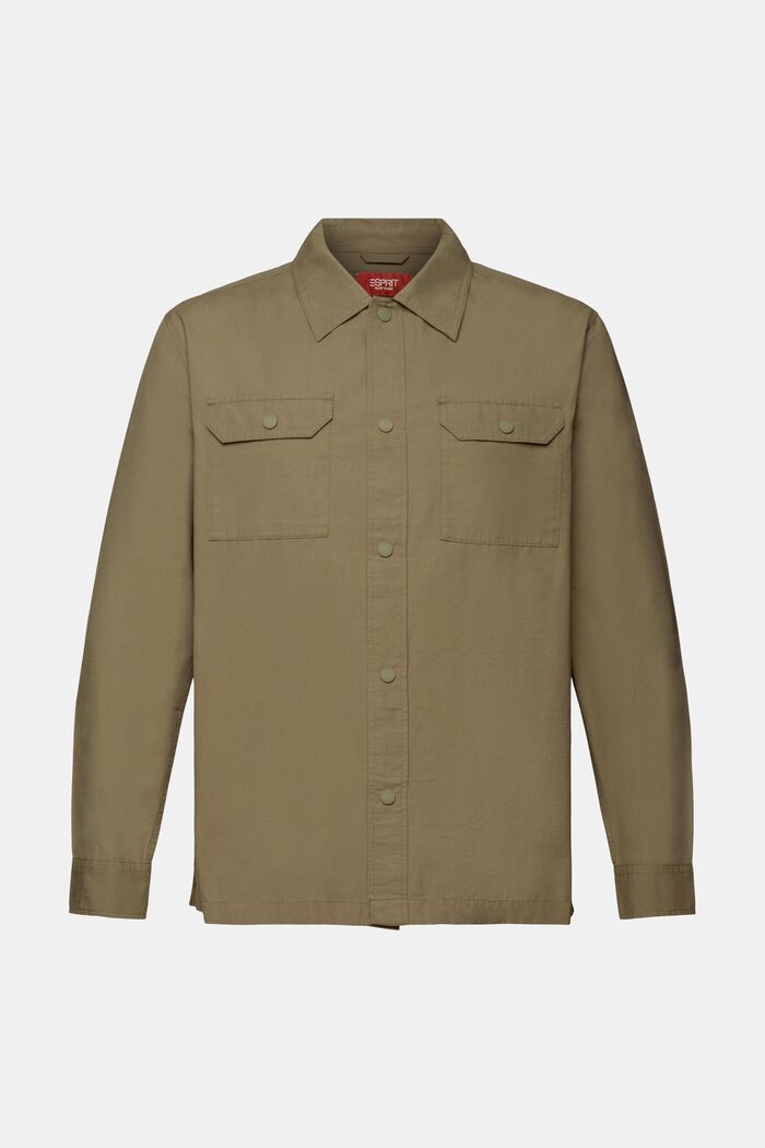 Camisa estilo militar, mezcla de algodón, KHAKI GREEN, detail image number 6