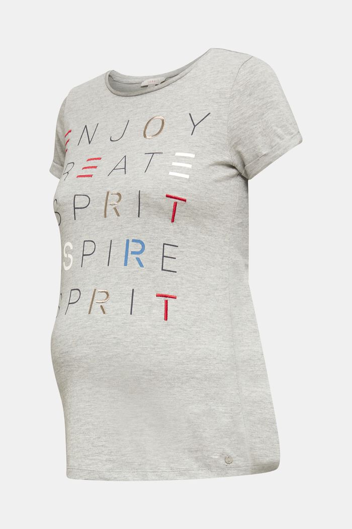 Camiseta con bordado, 100% algodón, LIGHT GREY MELANGE, detail image number 0