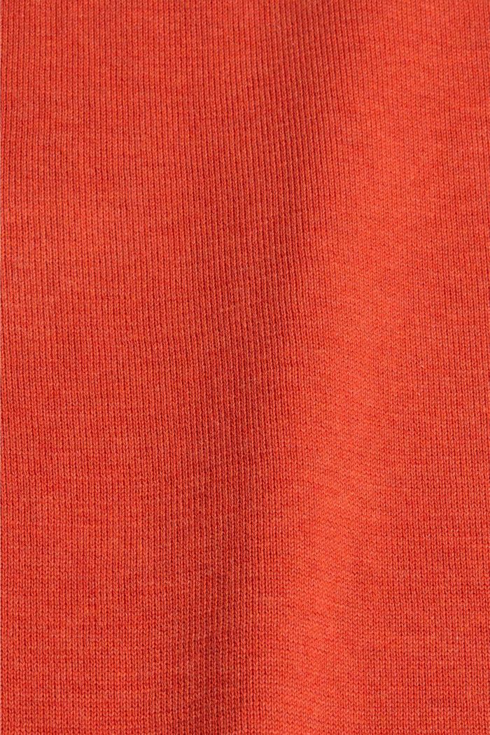 Jersey de cuello redondo en algodón Pima, ORANGE, detail image number 4