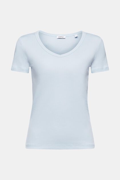 Camiseta de algodón con cuello en pico