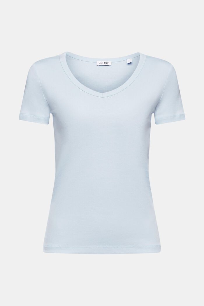 Camiseta de algodón con cuello en pico, LIGHT BLUE, detail image number 5