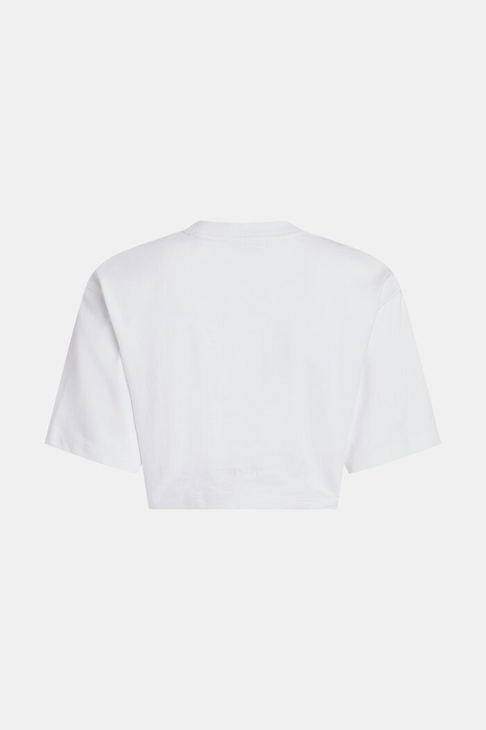 Camiseta corta color índigo estampada de tejido vaquero no vaquero, WHITE, detail image number 5