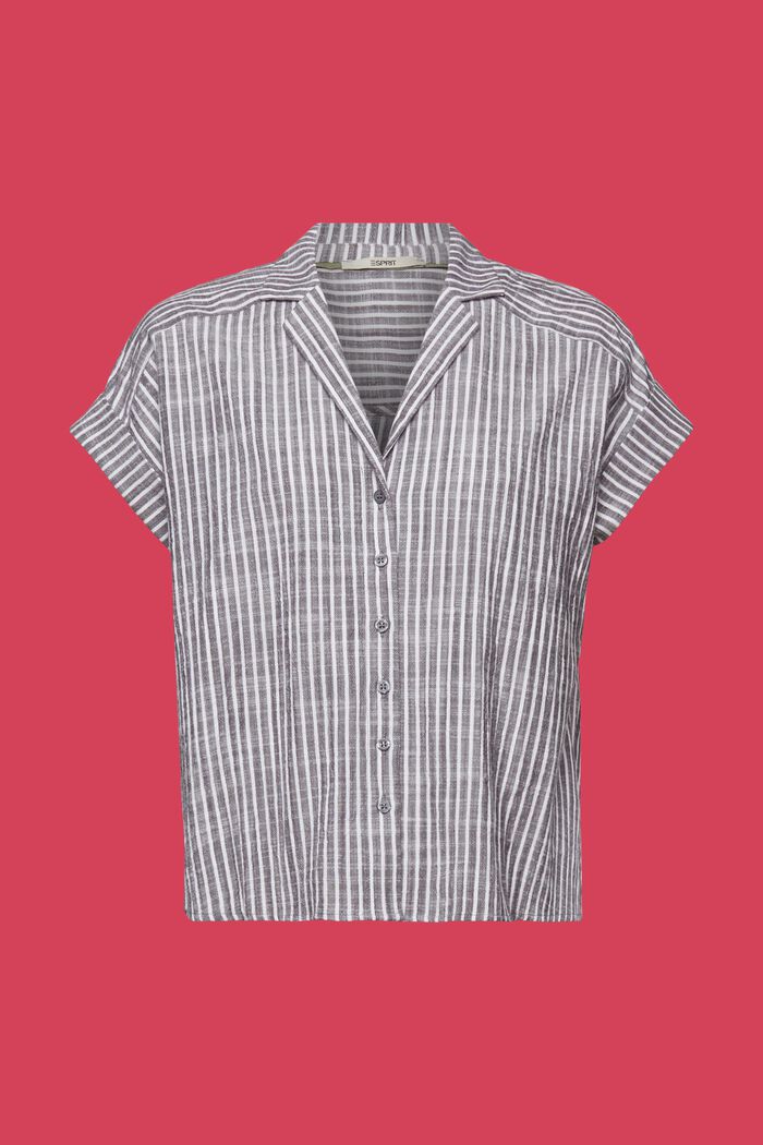 Blusa de manga corta a rayas, 100% algodón, ANTHRACITE, detail image number 6