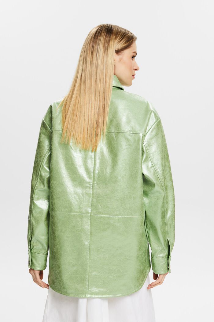 Camisa de polipiel revestida y metalizada, LIGHT AQUA GREEN, detail image number 2