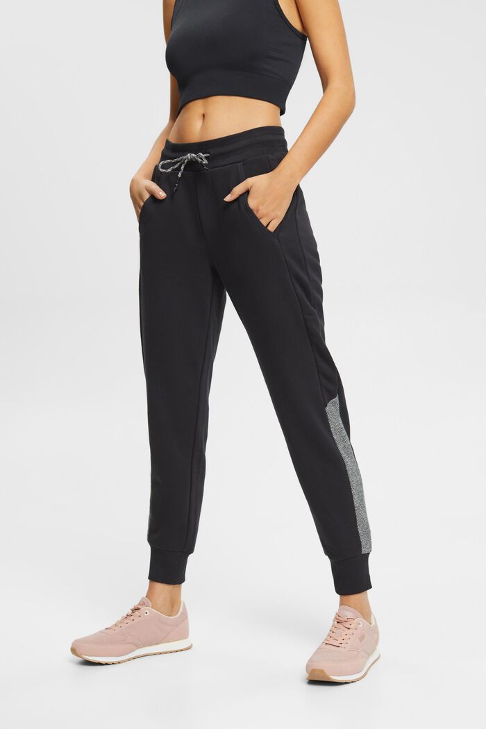 Pantalones deportivos con diseño de espiga, BLACK, detail image number 0