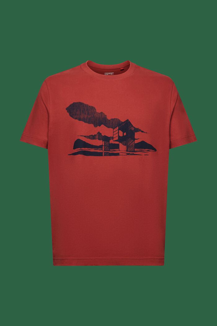 Camiseta con estampado geométrico, TERRACOTTA, detail image number 7