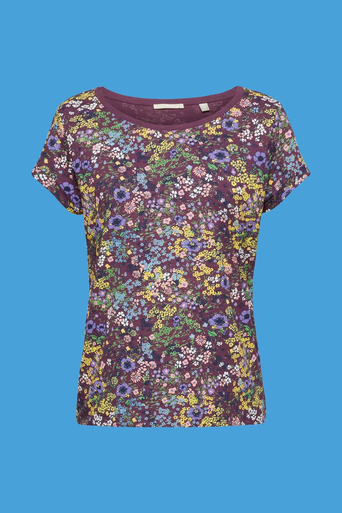 Camiseta de algodón con estampado floral, DARK PURPLE, detail image number 5