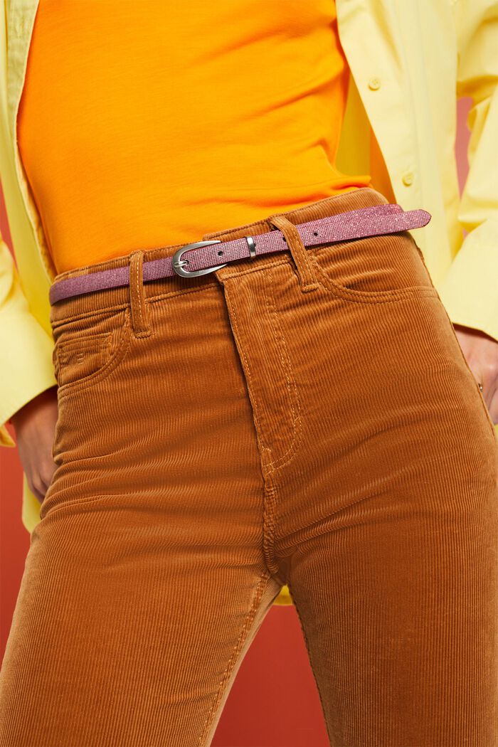 Pantalón de pana de tiro alto y corte recto, CARAMEL, detail image number 1