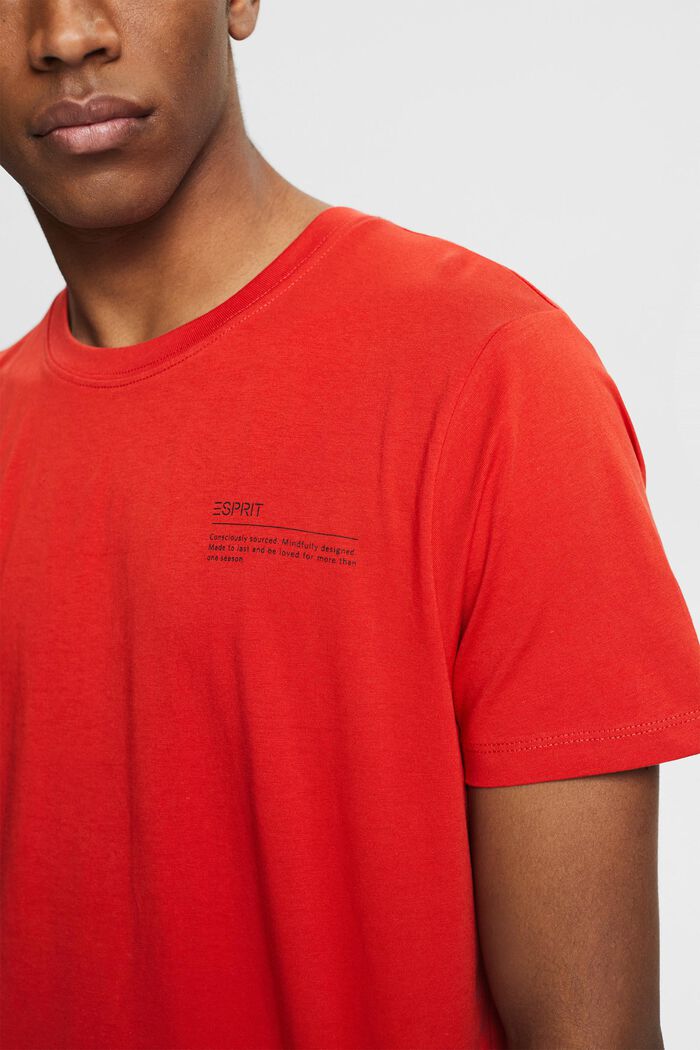 Camiseta de jersey con estampado, 100 % algodón ecológico, RED ORANGE, overview