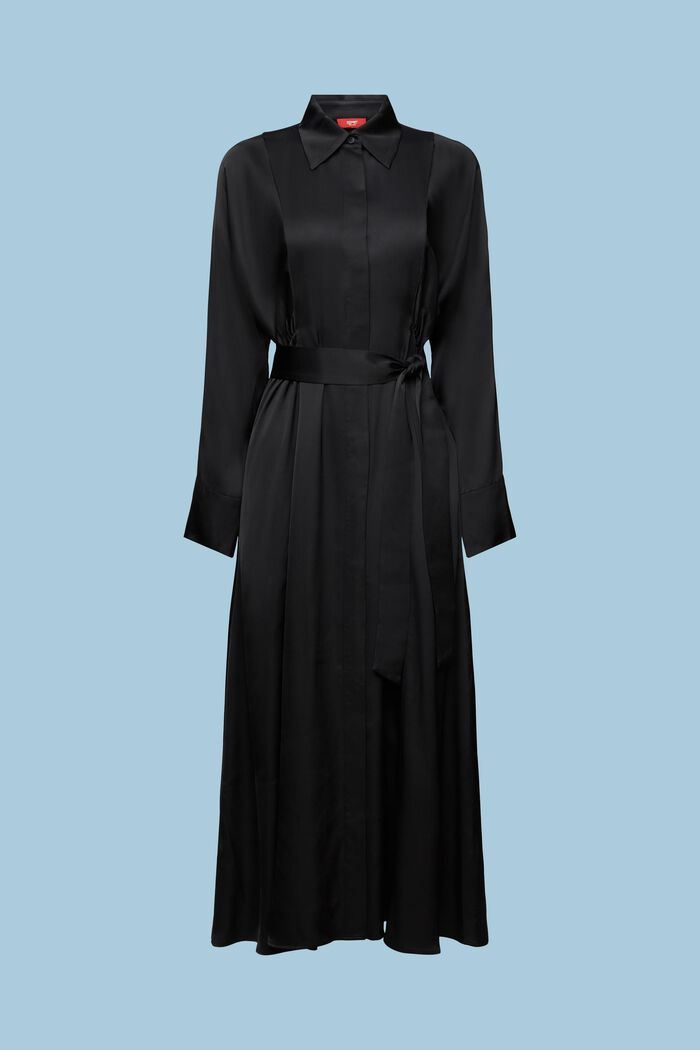 Vestido de satén con lazada, BLACK, detail image number 5