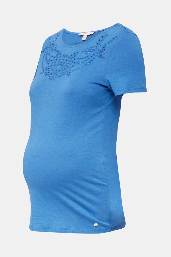 Camiseta con bordado calado, GREY BLUE, overview