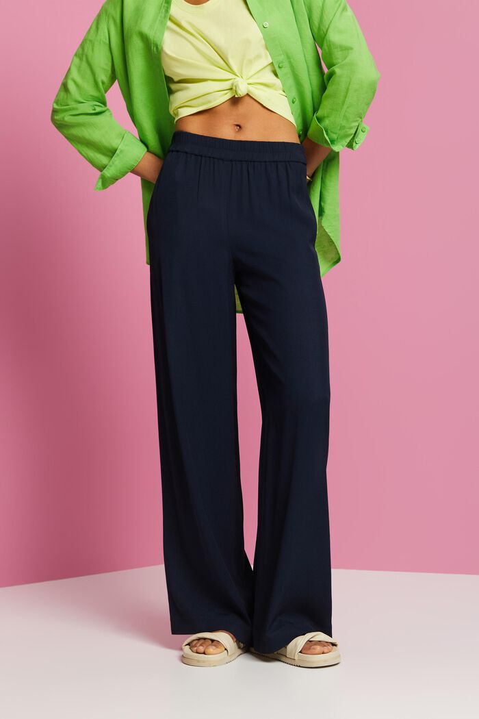 Pantalones de pernera ancha, LENZING™ ECOVERO™, NAVY, detail image number 0