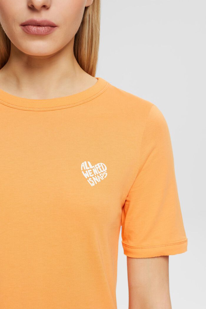 Camiseta de algodón con logotipo en forma de corazón, GOLDEN ORANGE, detail image number 2