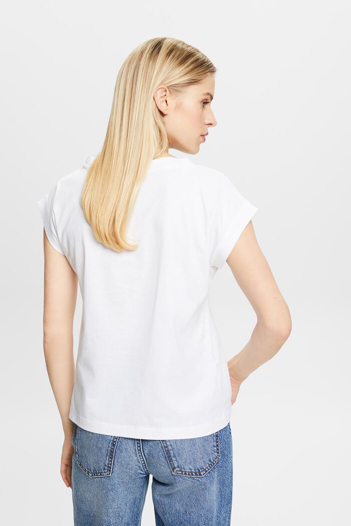 Camiseta con cuello en pico, WHITE, detail image number 2