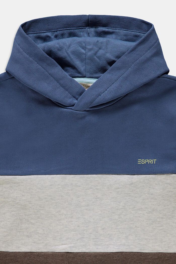 Sudadera con capucha y diseño de bloques de color, 100% algodón, GREY BLUE, detail image number 2