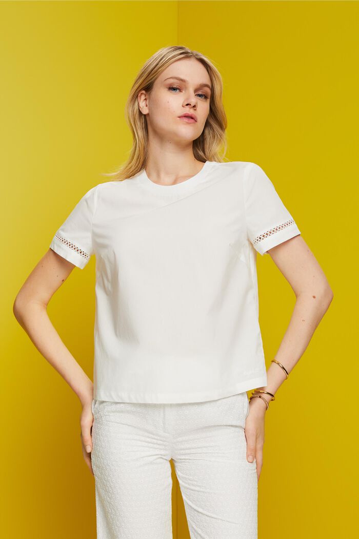 Blusa con diseño de espalda descubierta, TENCEL™, WHITE, detail image number 0