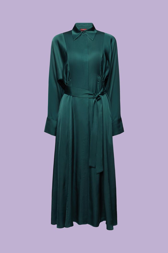 Vestido de satén con lazada, EMERALD GREEN, detail image number 6