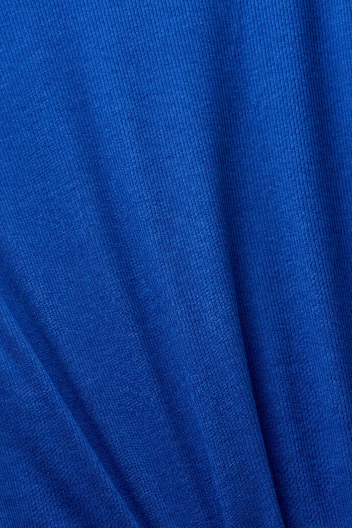 Camiseta acanalada con cuello en pico, BRIGHT BLUE, detail image number 4