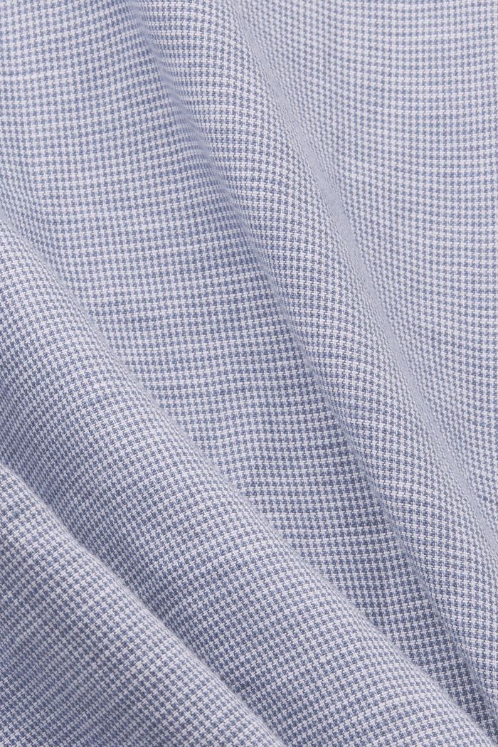 Camisa de manga corta en una mezcla de lino con diseño de pata de gallo, BLUE, detail image number 6