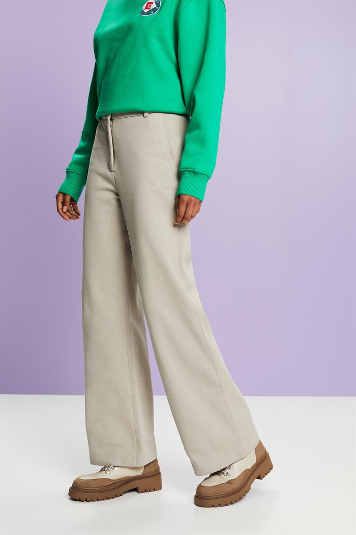 Pantalones de pernera ancha en mezcla de algodón ecológico, LIGHT GREY, detail image number 0