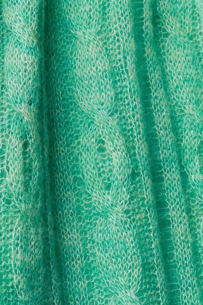 Jersey de punto trenzado abierto con lana, LIGHT GREEN, detail image number 5