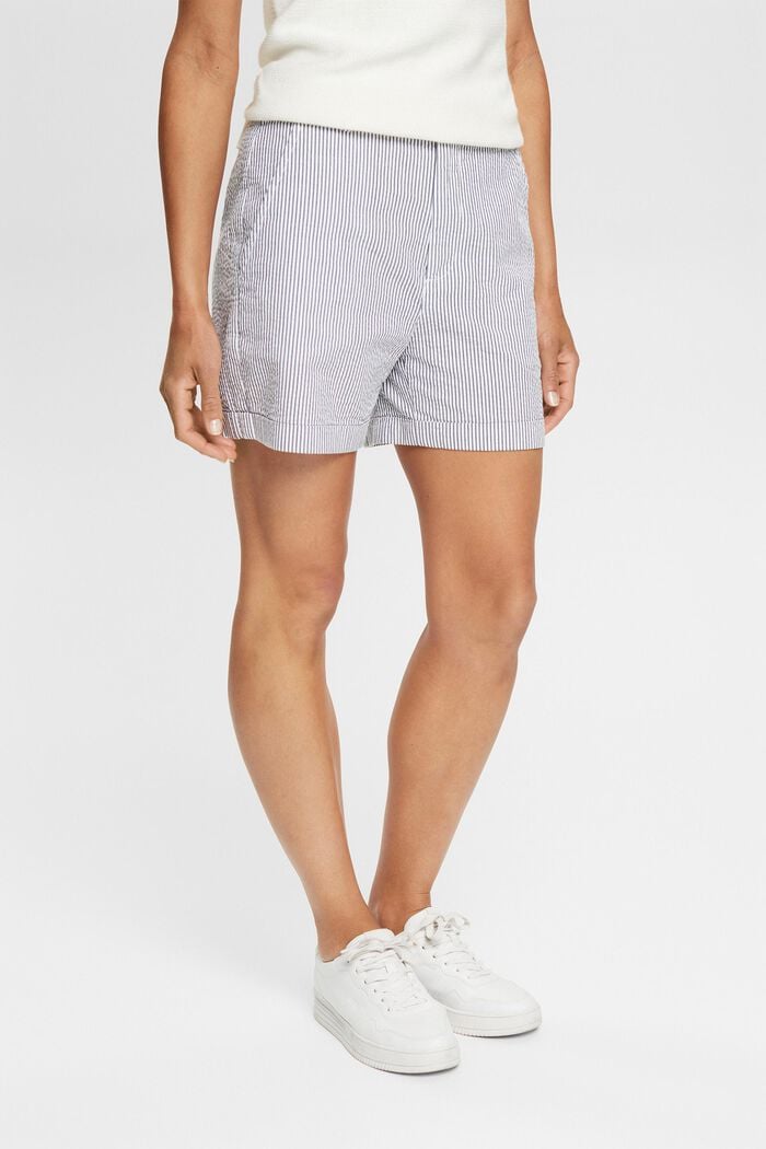Pantalones cortos de algodón a rayas, WHITE, detail image number 1