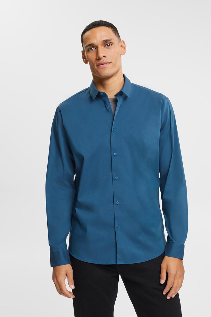 Camisa de corte ajustado, PETROL BLUE, detail image number 0