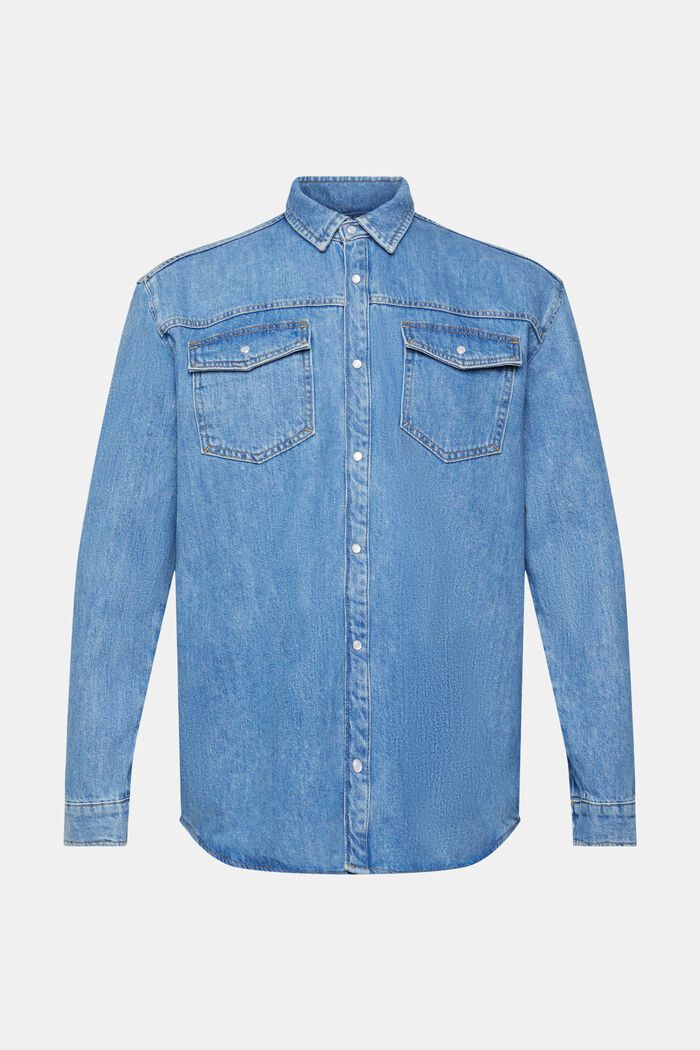 Camisa vaquera de corte holgado, BLUE MEDIUM WASHED, detail image number 2