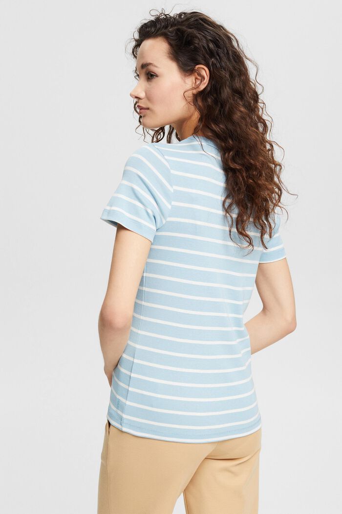 Camiseta con diseño a rayas, 100 % algodón ecológico, GREY BLUE, detail image number 3