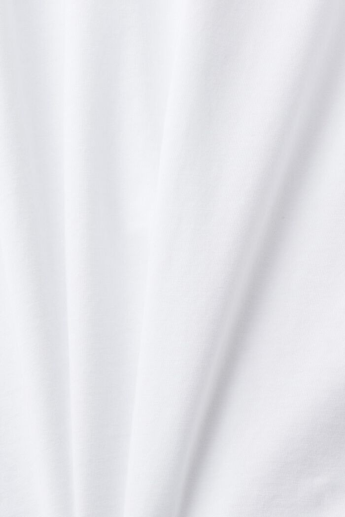 Camiseta de corte ajustado en algodón con estampado pequeño en el pecho, WHITE, detail image number 5