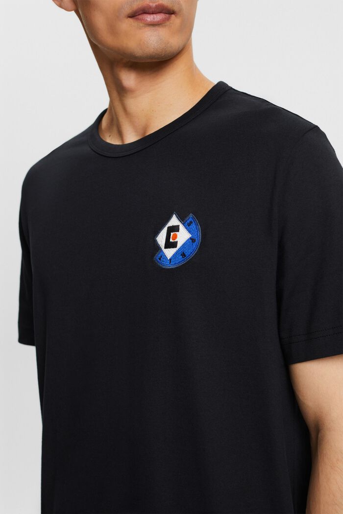 Camiseta con logotipo geométrico, BLACK, detail image number 3