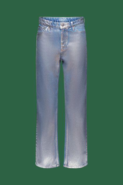Jeans retro skinny metalizados de tiro alto