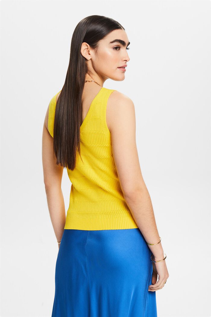 Top jersey con cuello pico, YELLOW, detail image number 3