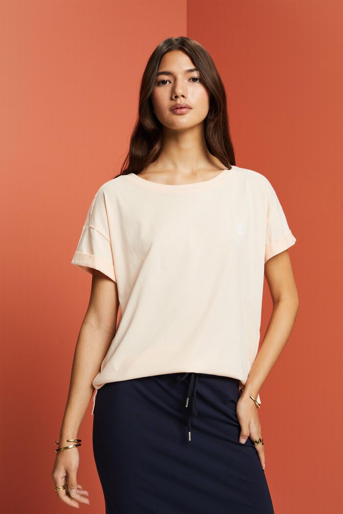 Camiseta bordada, 100% algodón, PEACH, detail image number 0
