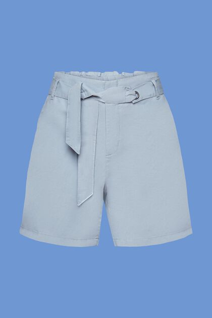 Pantalones cortos con lazada, mezcla de algodón y lino