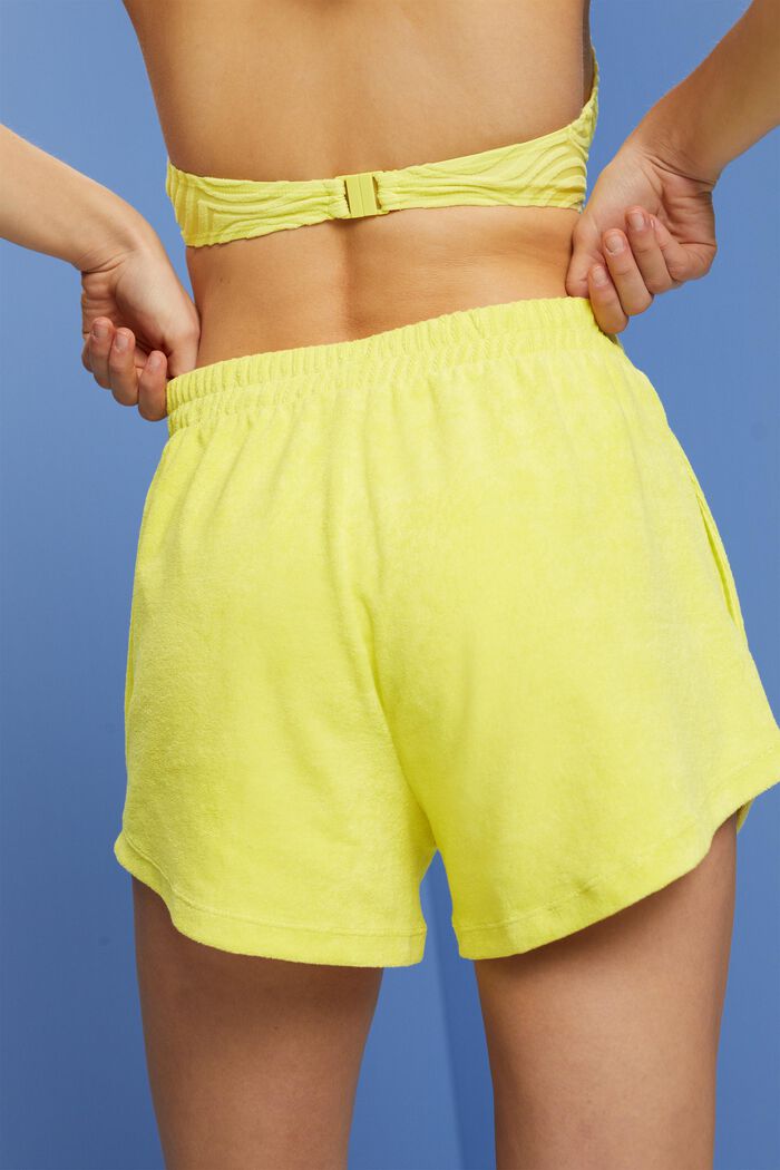 Reciclado: pantalones cortos de playa de rizo, LIME YELLOW, detail image number 3