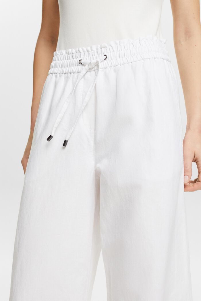 Pantalones de algodón y lino, WHITE, detail image number 4