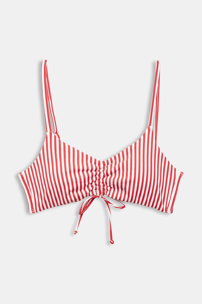 Top de bikini con relleno y diseño de rayas, DARK RED, detail image number 4