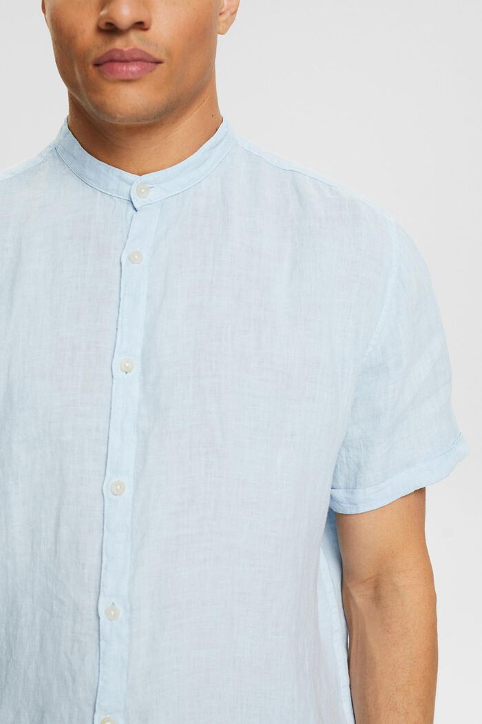 Camisa con cuello mao en 100 % lino, PASTEL BLUE, detail image number 2