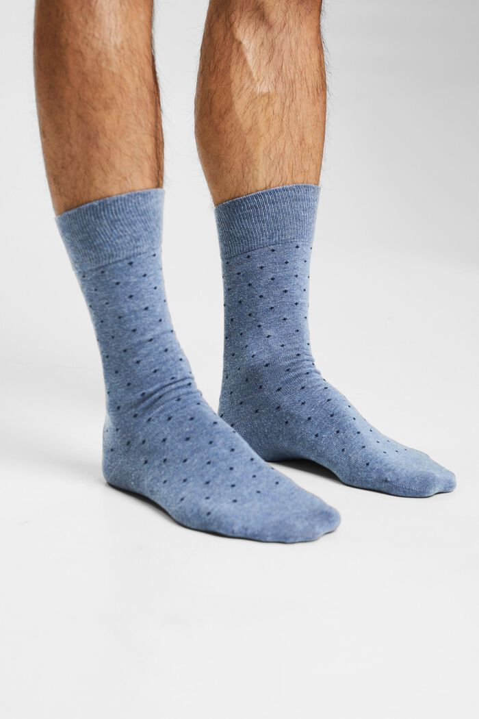 Pack de 2 pares de calcetines con estampado de puntos, de algodón ecológico, GREY/BLUE, detail image number 2