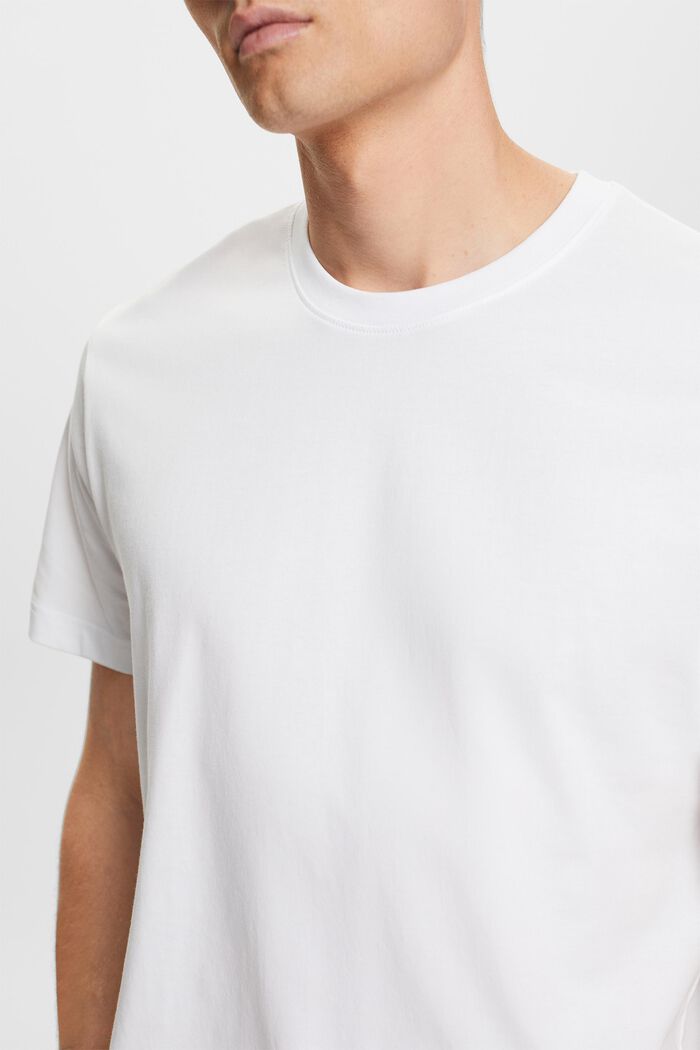 Camiseta de cuello redondo en tejido jersey de algodón Pima, WHITE, detail image number 2